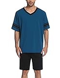 Ekouaer Schlafanzug Herren Kurz Männer Pyjama Set Sommer Herren Shorty Kurzarm Zweiteilige Kurze...