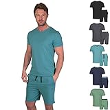 Light & Shade Pyjama-Set mit Oberteil und kurzer Hose für Herren, Blau, XL
