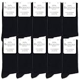 Occulto Herren 100% Baumwolle Socken 10-20er Pack (Modell: Ingo) 43-46 10 Paar | Schwarz