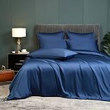 Luowei Kühlender Bettwäsche 135 x 200 cm Dunkelblau Sommer Bettwäsche Set aus Bambus...