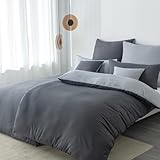 Nesture Bettwäsche 135x200 4teilig Anthrazit/Grau Bettwäsche Sets Microfaser Wendebettwäsche 135...