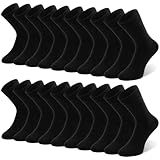 QINCAO 10 Paar Socken Herren Damen Baumwolle Herrensocken Schwarz Sport Socks Atmungsaktive,S