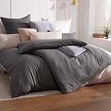 Soifox Bettwäsche 135x200 4teilig Anthrazit bettwäsche sets aus Mikrofaser bügelfrei &...