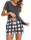 Marvmys Schlafanzug Damen Kurz aus Baumwolle Sommer Pyjama Zweiteilig Nachtwäsche Pjs Sets...