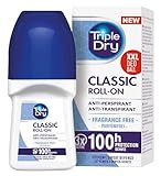 Triple Dry Antitranspirant Roll-On, 50 ml, Deo gegen starkes Schwitzen, antibakterielles Deo für 72...