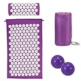 Akupressurmatte Akupunktur matte mit Kissen gegen Nacken und Rückenschmerzen, Akkupressmatte für...